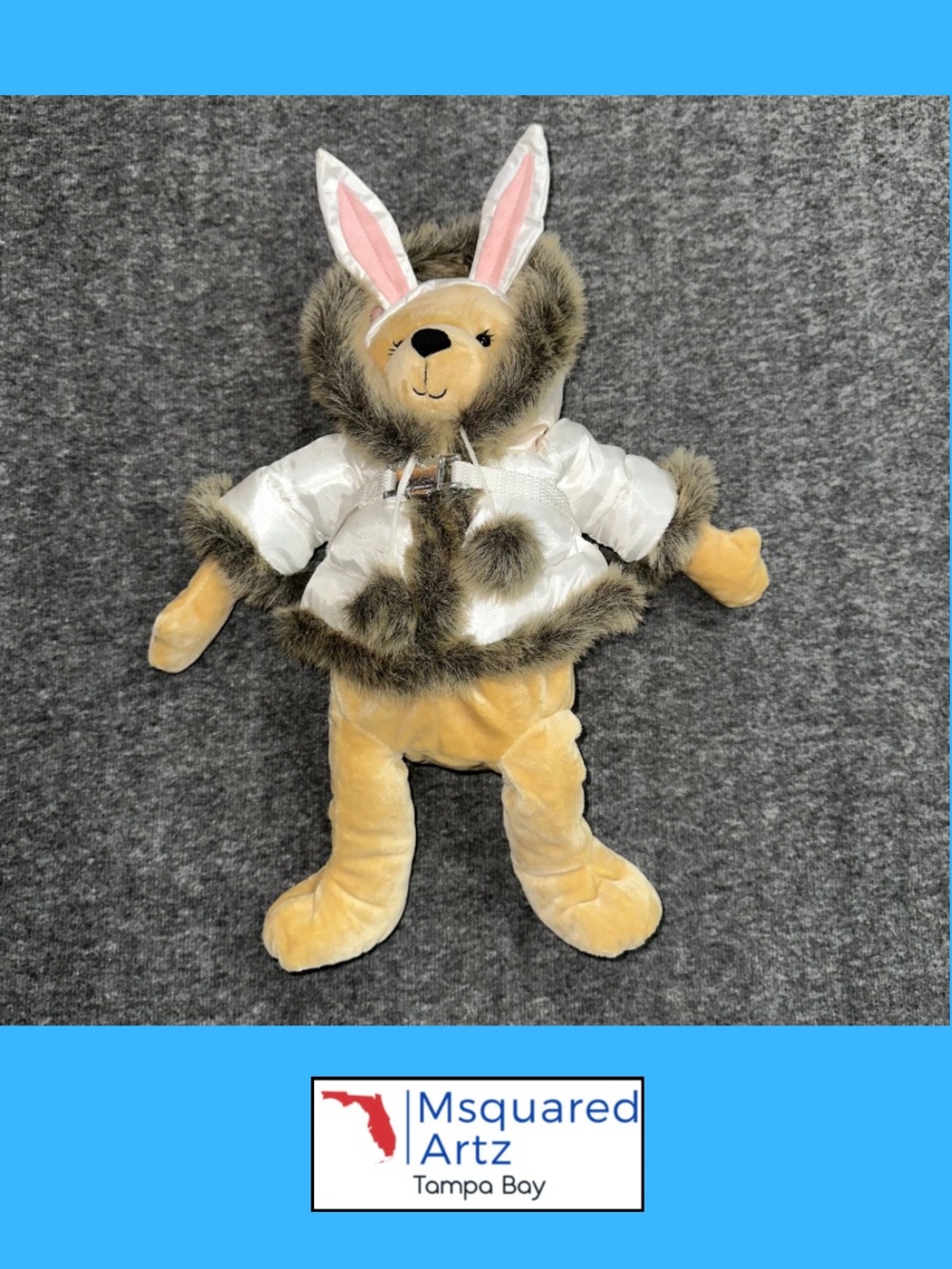 Vintage Bath & Body Works Hi I’m Bunny Plush 17” White Coat Faux Fur Easter NWT